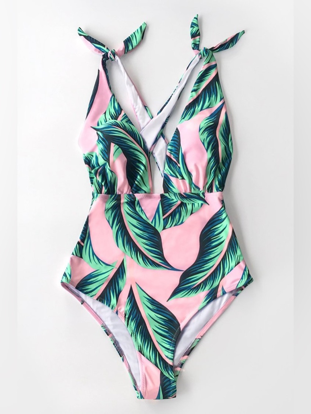 Cupshe Pink Palm One Piece Swimsuit XL NWT